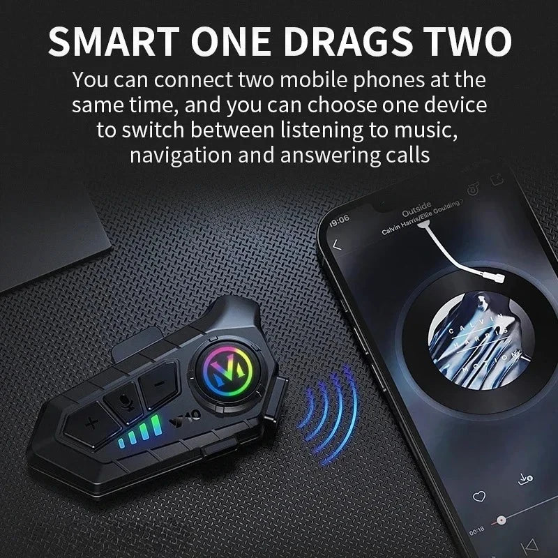Y10 Motorcycle Bluetooth 5.3 Helmet Headset with Colorful Lights Waterproof Wireless Earphone Hands-free Headset Waterproof