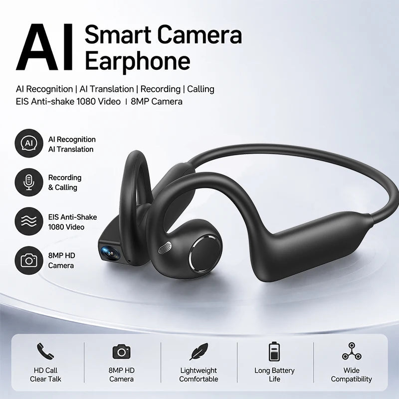 2026 New Smart Earphones Dynamic Sound Effects Music Bluetooth HD Calls 800W Smart Camera Real-time Translation Smart Earphones
