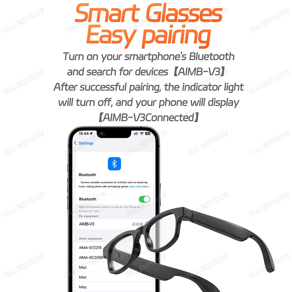 AI Smart Glasses Men Women Multifunction Touch Music Playback Remote Camera Control Voice Assistant BT Glasses  Sunglasses HT30