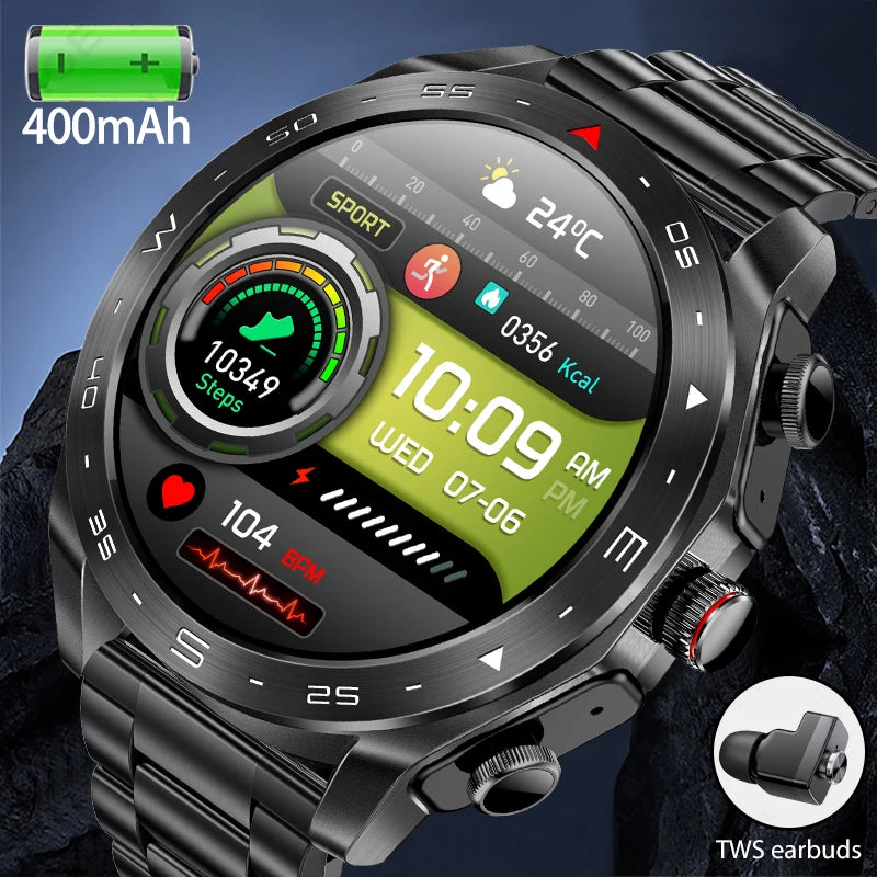 Smart Watch with Earbuds 1.52 inch HD Screen Fitness Tracker Sleep Monitor Pedometer All-in-one Local Music TWS Music Smartwatch