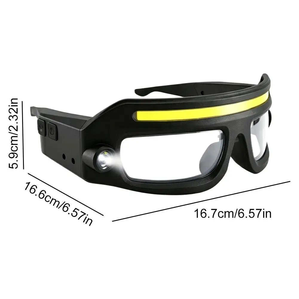 Wearable Glass Headlamp Smart Hand Wave Sensor Rechargeable Multi Mode Light Ultra Light For Workshop Maintenance Camping