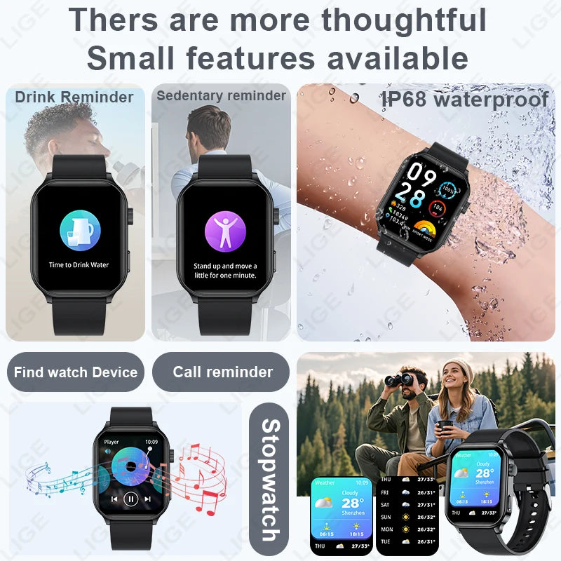 LIGE Original Smart Watch for Men Women Wireless Call Voice Assistant Health Fitness Tracker Waterproof Multi Sport Mode Watches