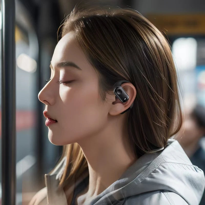 Open-Ear Headphones with Stable Comfort & Hi-Res Sound Pure Bass Boost Bluetooth 5.3 Earbuds OWS Wireless Headphones for Sports