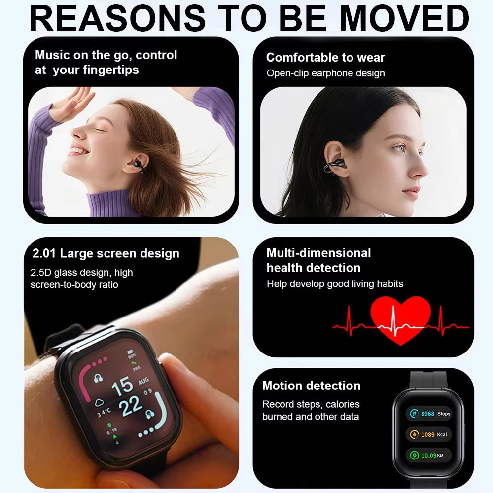 New TWS 2in1 Smart Watch with Headphones Sports Bluetooth Music Headset Call Watches Men Health Monitor Women Smartwatch Earbuds