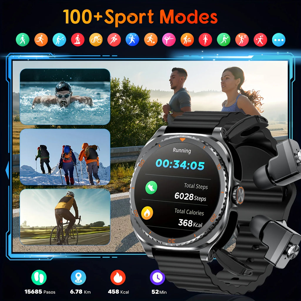 TWS 2in 1 Smart Watch with Headphones Sports Watch Bluetooth Headset Call Watch Men Health Monitor NFC Women Smartwatch Earbuds