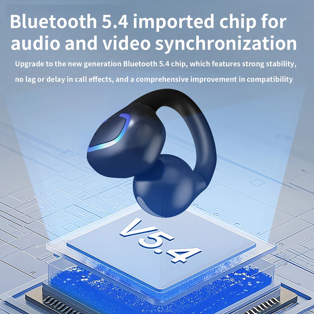 Bluetooth 5.3 Earphone Ear Clip Headphones Wireless Headset HiFi Stereo Noise Reduction Earbud For Men Women