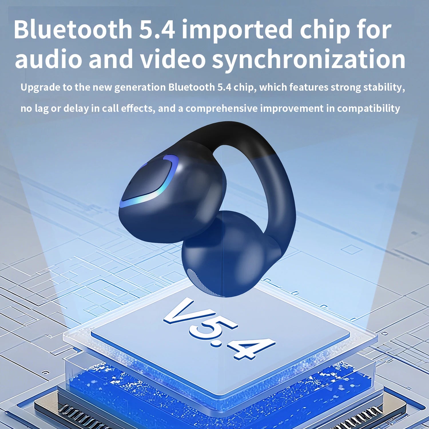 Bluetooth 5.3 Earphone Ear Clip Headphones Wireless Headset HiFi Stereo Noise Reduction Earbud For Men Women