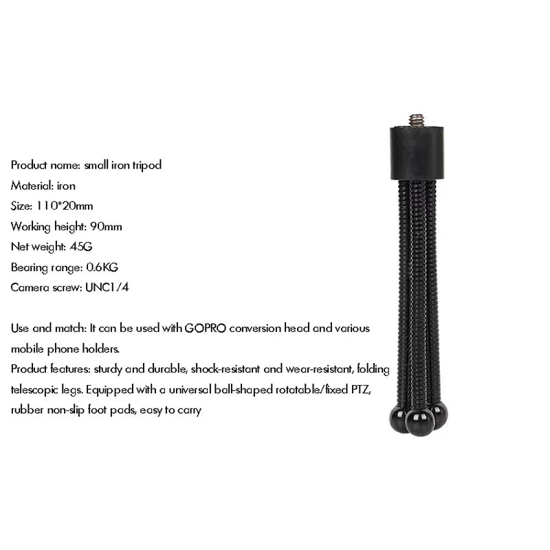 1 Pcs Mini Tripods for Digital Camera Mobile Phone Metal Lightweight Tripod Stand Mount Folding Desktop Camera Stand