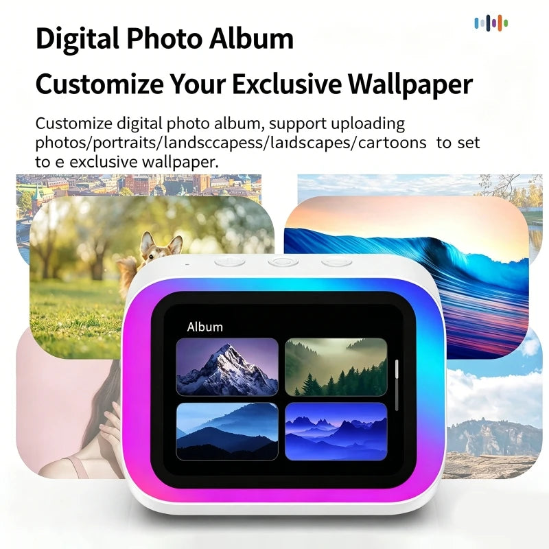 New Smart Speaker with AI Voice Assistant Bluetooth Music HD Display Electronic Album Smart Alarm Hands-Free Call for Adult