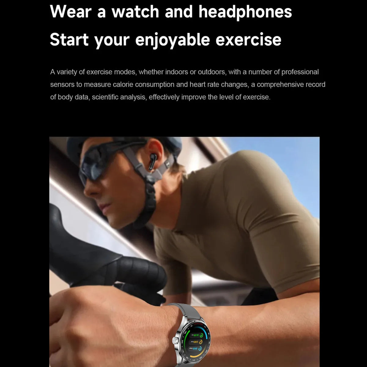 Smart Watch Earphone Built in Bluetooth Call Voice Assistant Music Play 1.46inch 360*360HD Dispaly Smartwatch for Android IOS
