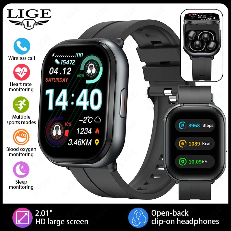 New TWS 2in1 Smart Watch with Headphones Sports Bluetooth Music Headset Call Watches Men Health Monitor Women Smartwatch Earbuds