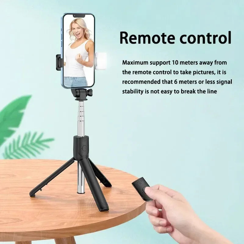 Selfie Stick Telescopic Travel Handheld Tripod Portable Phone Stand [700mm] Bluetooth Remote Extendable Phone Tripod