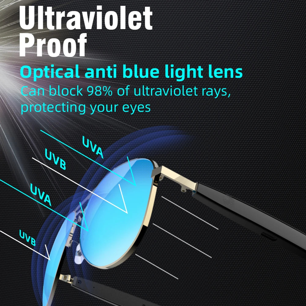Smart Wireless Bluetooth Glasses Fashion Anti-Blue Light Glasses Multi-functional Music Playback Phone Answering Touch Operation