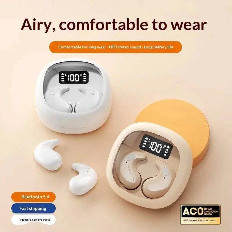 Wireless In-Ear Bluetooth 5.3 Earphones High Sleepy Quality Wireless Earbuds with Long Battery Life Mini Digital Display Video