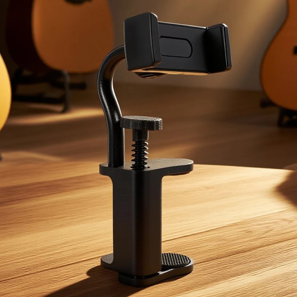Multi-Purpose Guitar Adjustable Phone Support Hands-Free Guitar Stand Holder  Camera Clamp for Recording Video-Calling Streaming