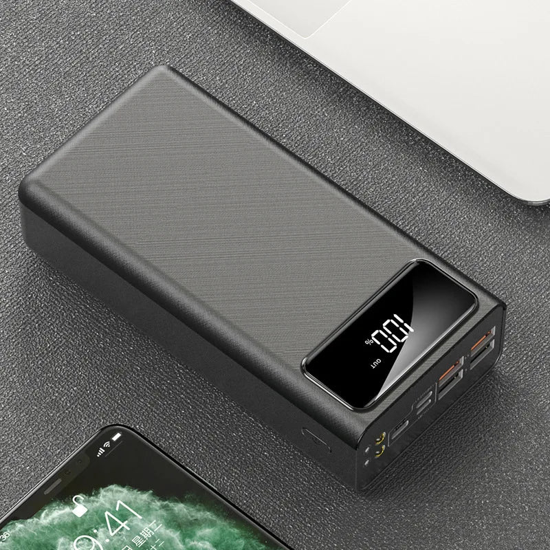 100000mAh Fast Charging Power Bank with Built-in Cable Large Capacity Digital Display Portable Charger