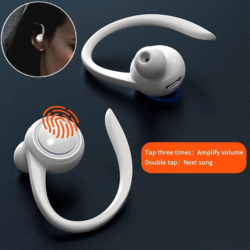 Bluetooth 5.2 Wireless Earphones Ear-Hook Mini Business Headphone HIFI Bass Noise Cancelling Sport Gaming Earbuds for Car Call