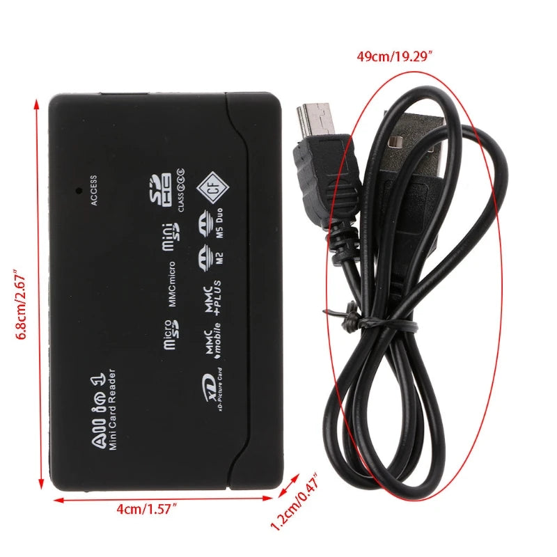 For 21Kinds Of Memory Card Reader For USB External Mini SDHC M2 MMC XD CF Read And For Write Flash Memory Card Dropshipping