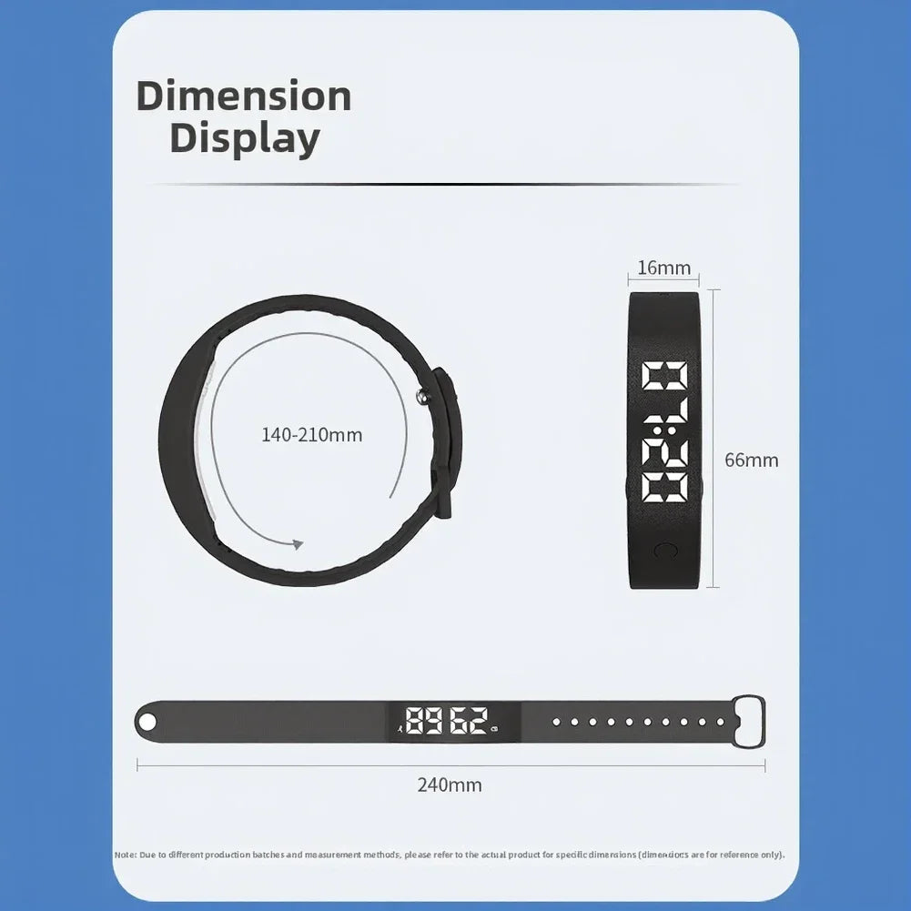 Digital Smart Wristband Sleep Monitoring Step Counting Countdown Timer Vibrating Alarm Reminder Wristband Smartband  Accessories