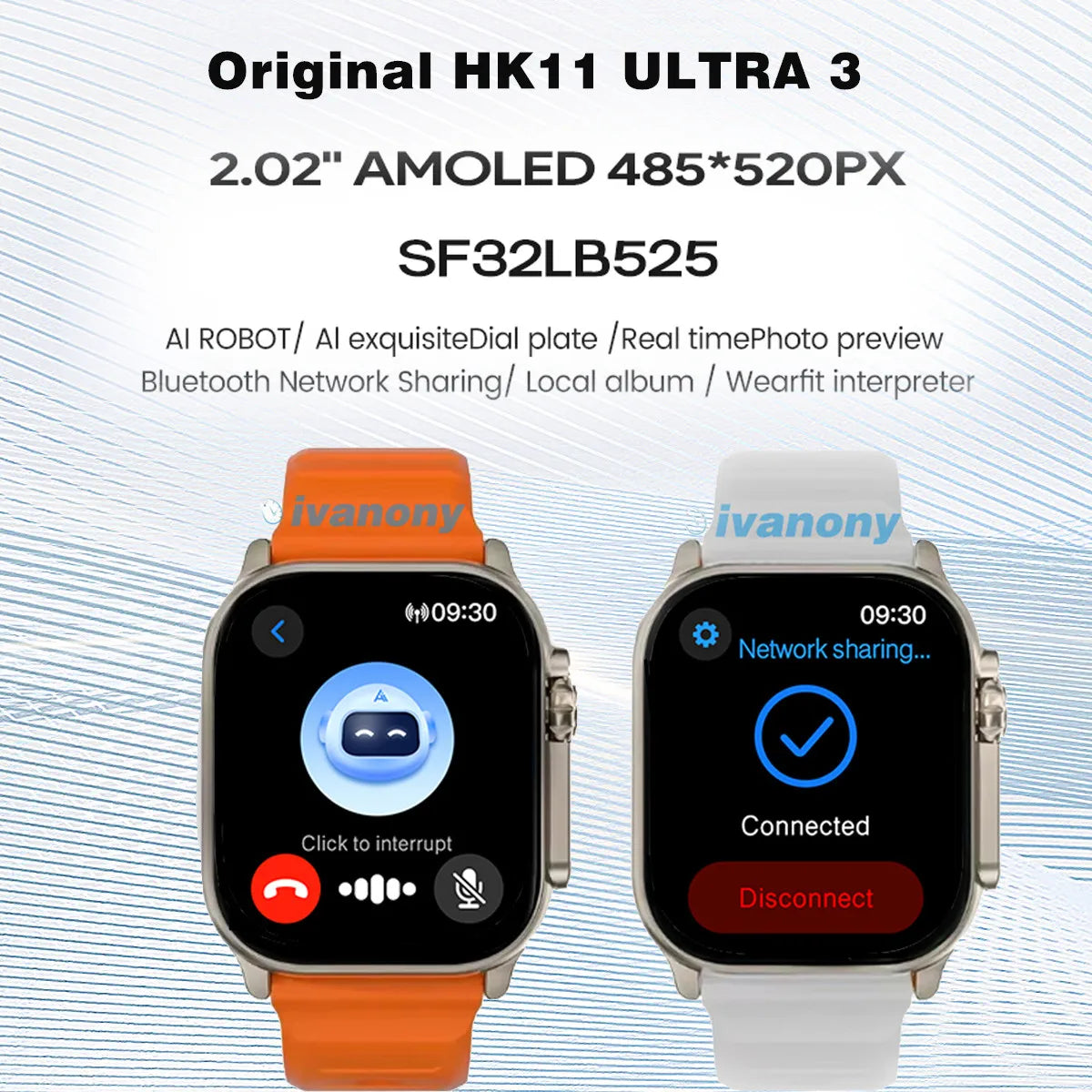 Smart Watch Men Women 485*520 Amoled Display Bluetooth Call Compass AI Robot TWS Eerphone Connect HK11 Ultra 3 Smartwatch 2026