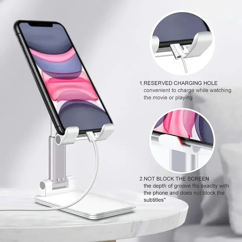 Cell Phone Stand, Adjustable Angle Height Phone Stand for Desk, Fully Foldable/Portable Phone Holder, Compatible for iPhone