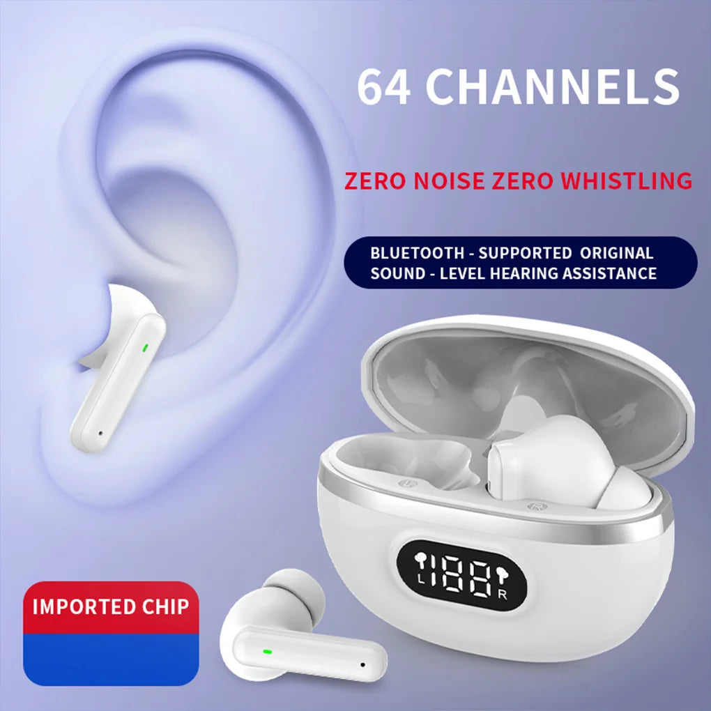 Hearing Aids Bluetooth-Compatible TWS Headphones HD Digital Display Hearing Sound Amplifier Touch with Charging Box for Seniors