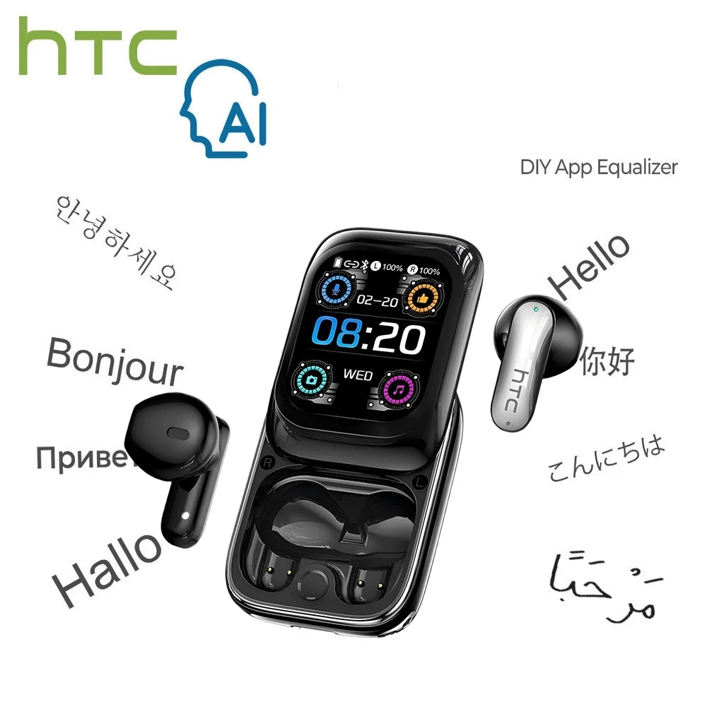 Wireless Bluetooth Earphones HTC NE48 AI Translate Noise Reduction Earbud Multi Function Touchscreen Smart Control Mobile Phone