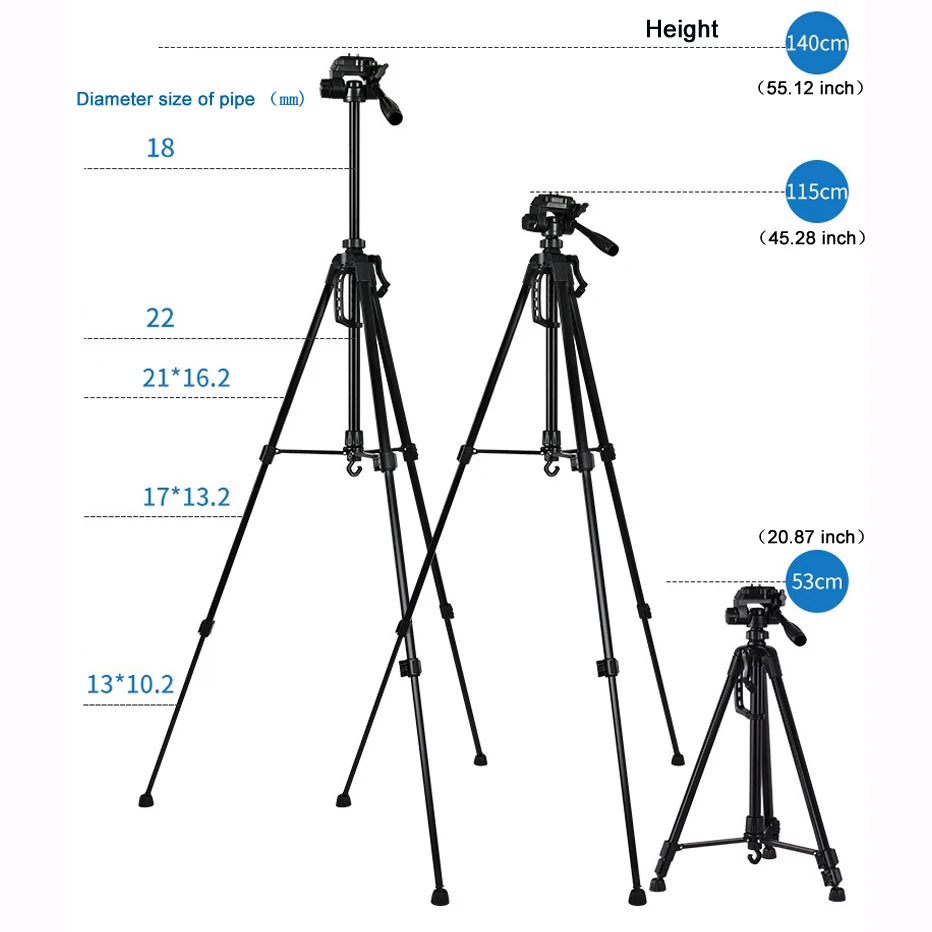 55inch Universal Tripod Stand for Phone Camera Binoculars SLR Telescope Fishing Lights and Beauty Lamp Photography