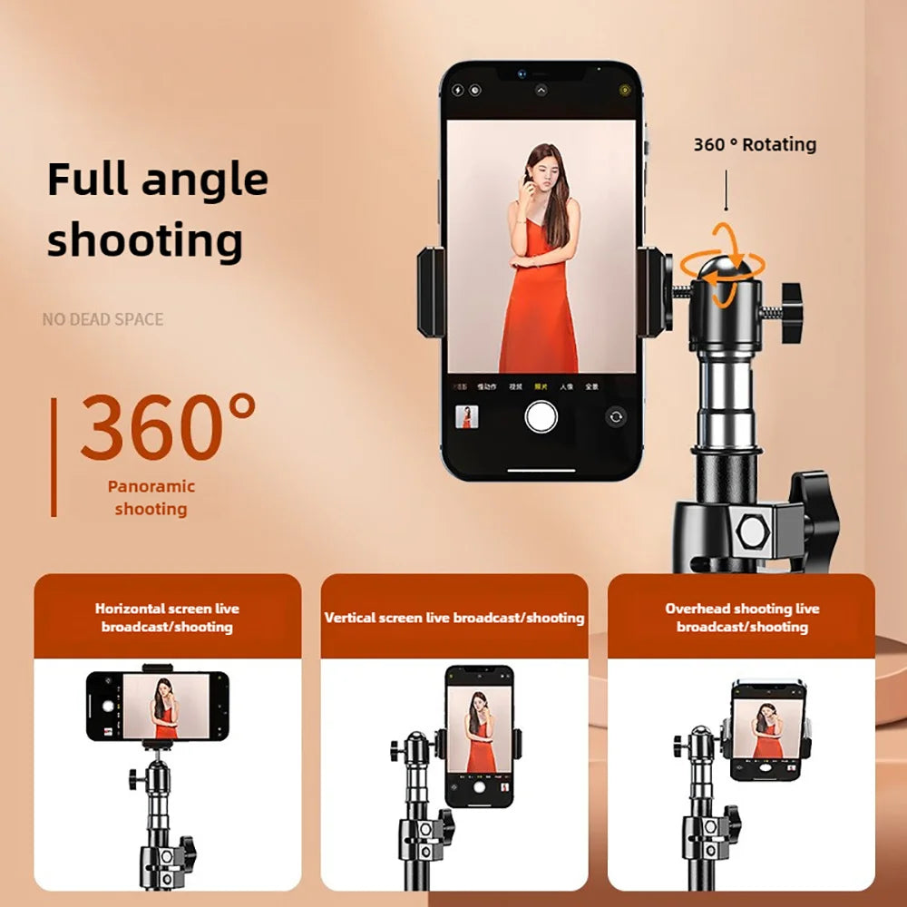 170cm Stretchable Adjustable Height Mobile Phone Tripod Stand Multi-functional Selfie Landing Support for Broadcast Recording
