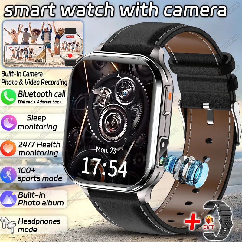 New Camera Smart Watch Photos Record Video Built-in Photo Album Headphone Mode Health Sport IP68 Waterproof Smartwatch Men Women
