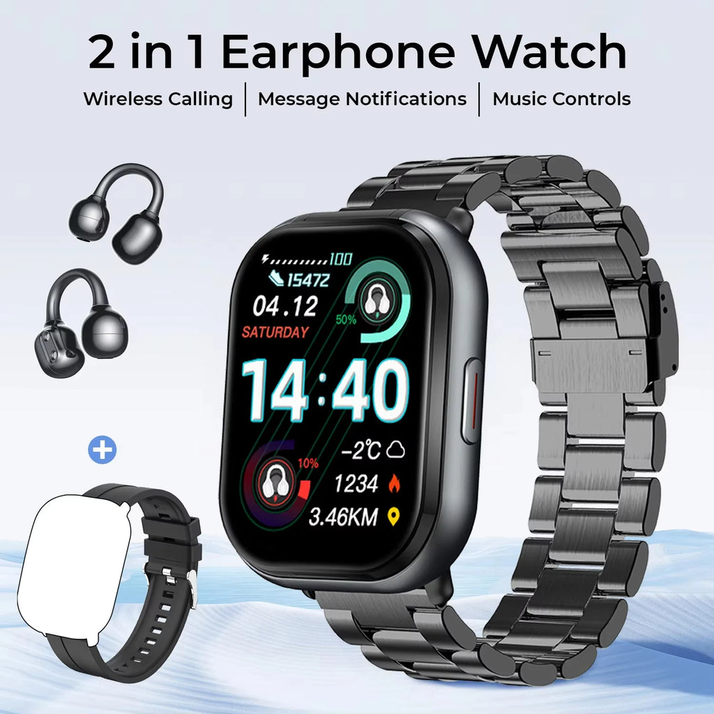 New TWS 2in1 Smart Watch with Headphones Sports Bluetooth Music Headset Call Watches Men Health Monitor Women Smartwatch Earbuds