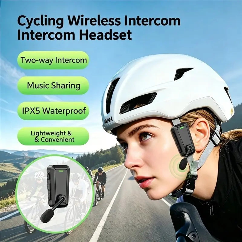 Motorcycle Helmet Bluetooth Headset Wireless BT Intercom Earphone Noise Reduction Music Sharing for Outdoor Cycling Bike Riding