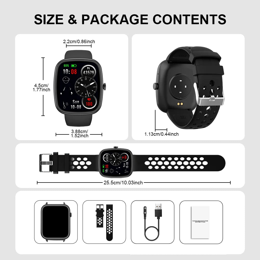 Smartwatch For Men And Women Gift, 1.83 Inch Full Touch Screen Smartwatch With Text And Call Capabilities, For Android Phone, Fi