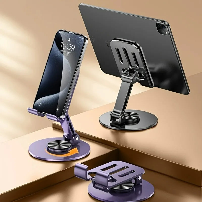 Phone stand 360° Rotation Mobile Phone Holder All Metal Aluminum Universal Bracket Folding Double Shaft Design Stable Anti Fall