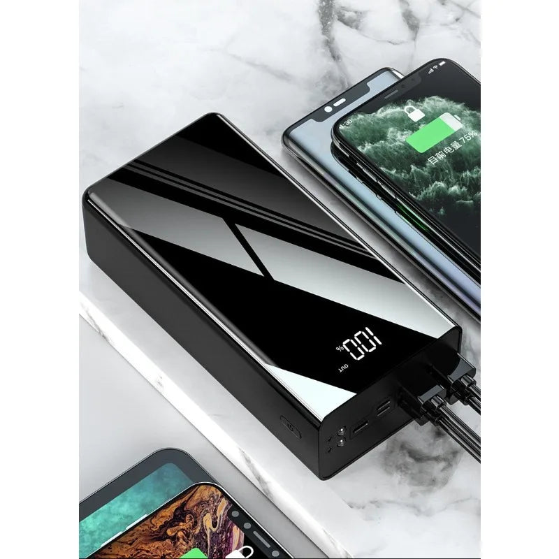 100000mAh Fast Charging Power Bank with Built-in Cable Large Capacity Digital Display Portable Charger