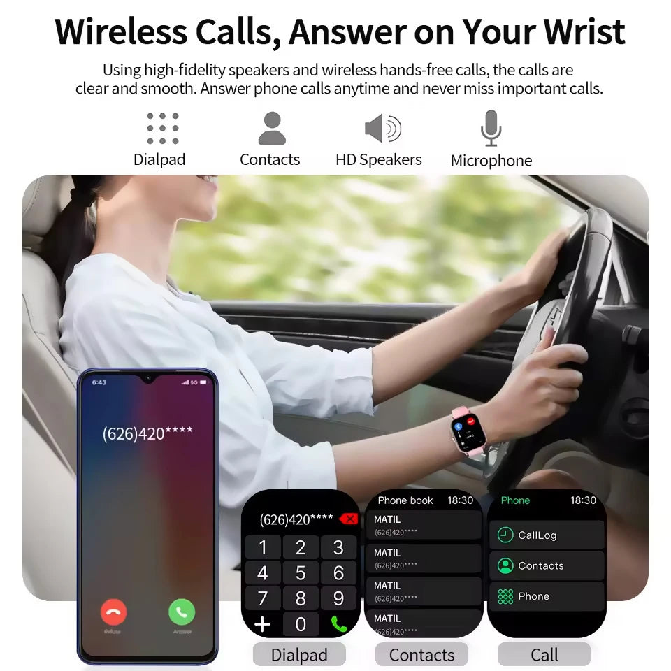 Smart Watch Android IOS Phone 1.83 Inch Color Screen Bluetooth Answer Call Fitness Watches Tracker Smartwatch Women Men New Ht30