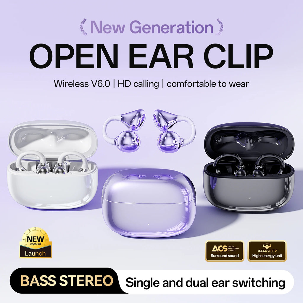 Ear Clip Headphones Bluetooth Earphones Smart Earbuds Touch Portable Earphones Earbuds Noise Wireless Language Headphones