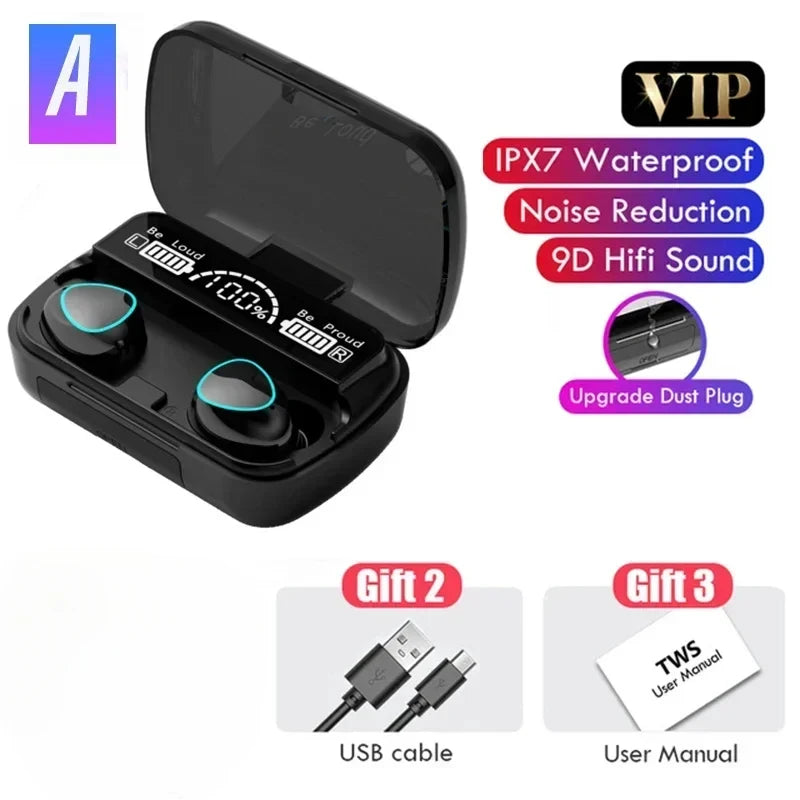 M10 Bluetooth Earphones Handfree LED Dispay Headphones Bluetooth HiFi Stereo Music Wireless Earbuds Waterproof Gaming Headset