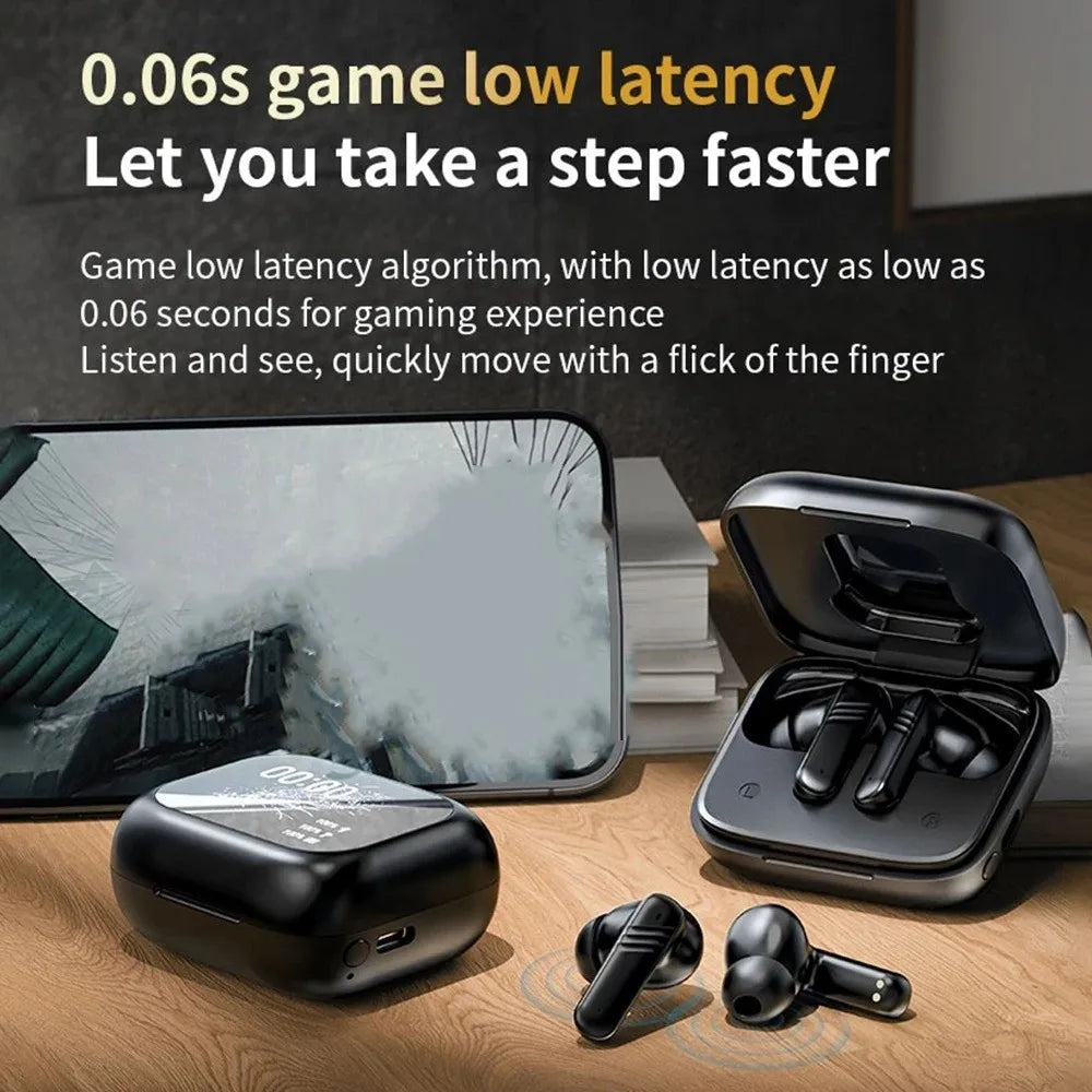 Bluetooth 5.4 Full Touch Screen Headphones Smart LCD in Ear ANC Bluetooth Earphones Long Battery HD Call HiFi Stereo Earphones