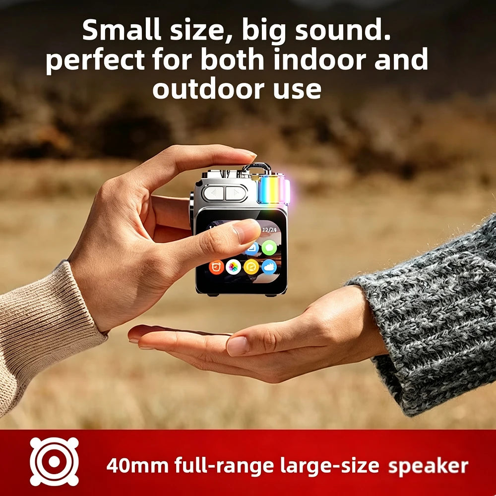 Bluetooth Speaker Smart Touch Screen Mini Portable Audio Player Outdoor Speakers Portable LED Display Screen with RGB Light