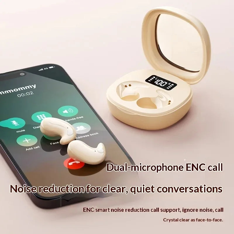 Wireless In-Ear Bluetooth 5.3 Earphones High Sleepy Quality Wireless Earbuds with Long Battery Life Mini Digital Display Video