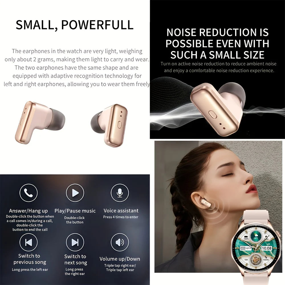 Smartwatch 1.43-inch AMOLED HDscreen 2-in-1 earphone model watch 100+sport AI noise reduction thinlight design health monitoring