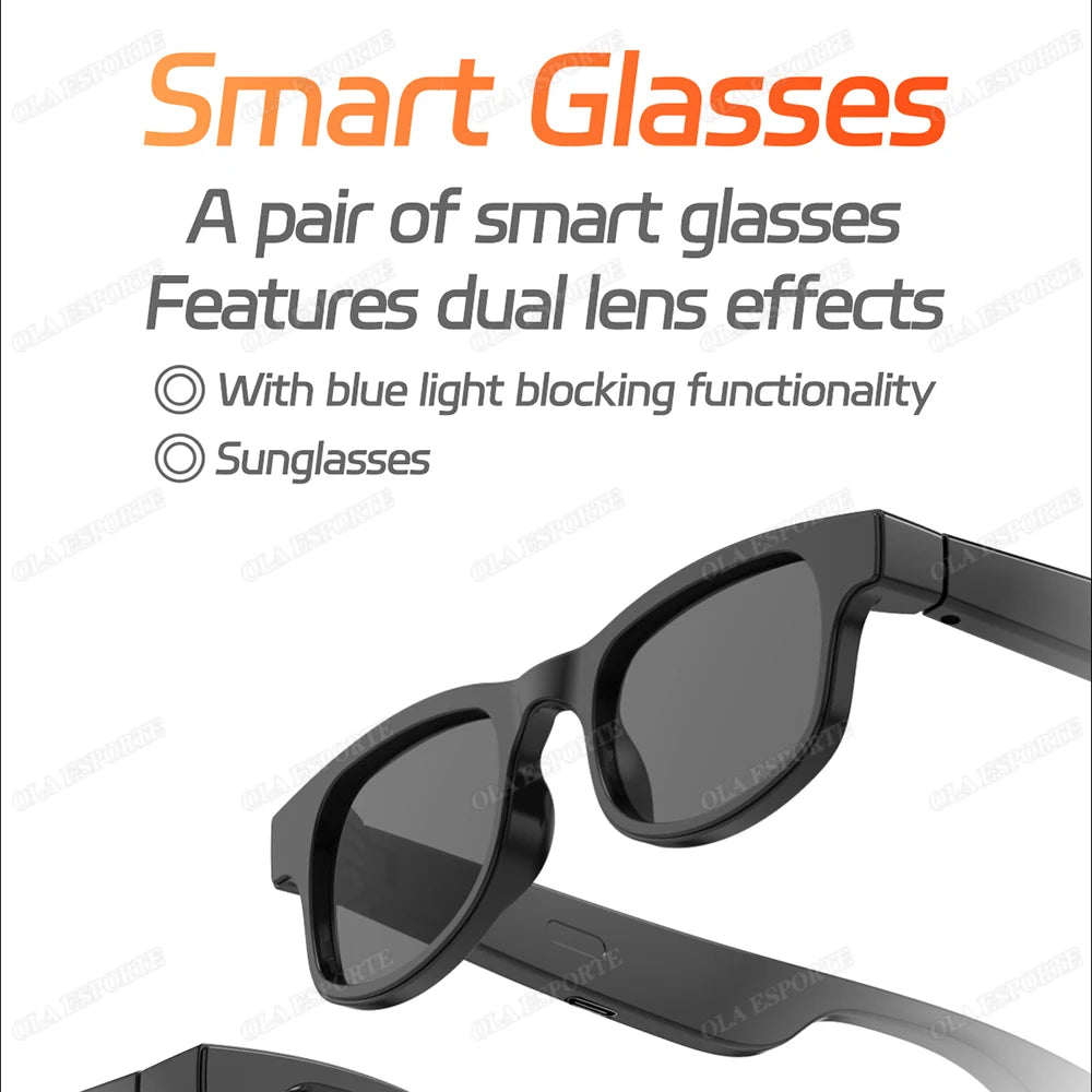 AI Smart Glasses Men Women Multifunction Touch Music Playback Remote Camera Control Voice Assistant BT Glasses  Sunglasses HT30
