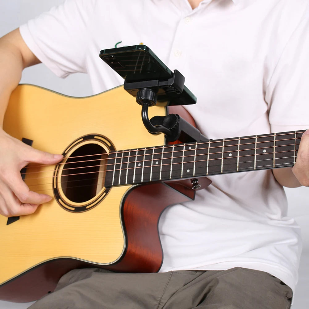 Adjustable Phone Support Hands-Free Guitar Stand Holder Multi-Purpose Guitar Camera Clamp for Microphones Stand/Smartphones