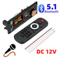 Bluetooth 5.1 MP3 WMA WAV Decoder Board 12V Handsfree 6.5mm Microphone USB TF FM Car Audio Music Player Speaker Volume Control