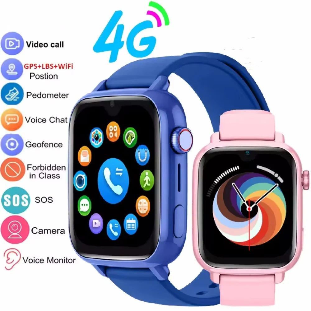 New 4G Smart Watch Kids GPS Video Call SOS IPX7 Waterproof Child Smartwatch HD Camera Monitor Tracker Location Phone Watch