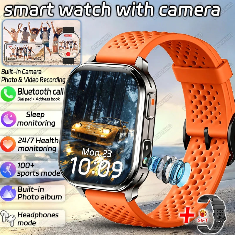 New Camera Smart Watch Photos Record Video Built-in Photo Album Headphone Mode Health Sport IP68 Waterproof Smartwatch Men Women