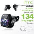 HTC NE68 Bluetooth Earphones AI Translator Earbuds LCD Screen Headphones Sport Wireless Headphones Noise Reduction