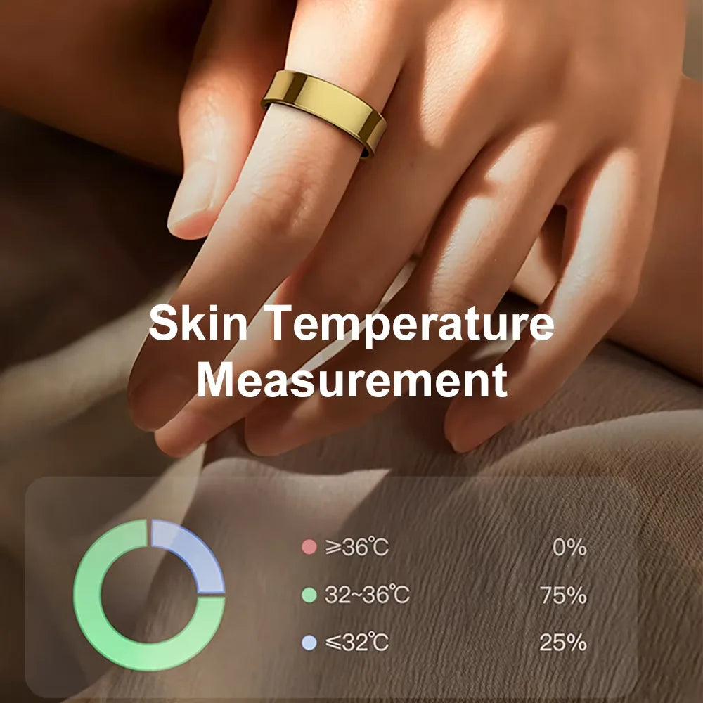 R09 Smart Ring Men Women with Charging Case,Heart Rate Blood Oxygen,Skin Temperature Monitor,5ATM Waterproof For Android iOS