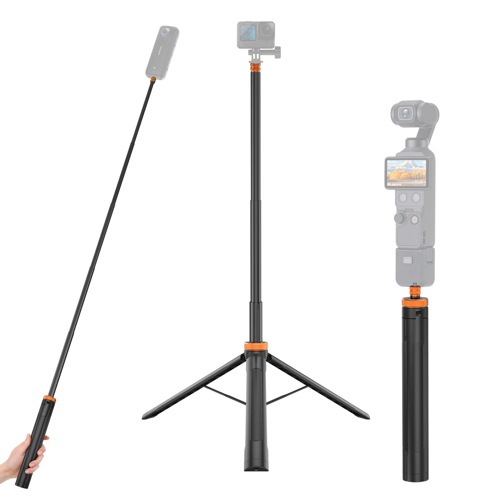 Portable Street Photography Tripod Stand Auto-Extendable Aluminum Alloy Pole Adjustable 1.5m with 1/4 Screw Nuts Selfie Stick Us